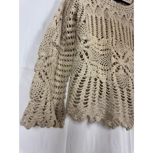 Vintage Tiara Crochet Sweater Y2K Boho Festival Knit Pullover Top M Cottage - Picture 2 of 10